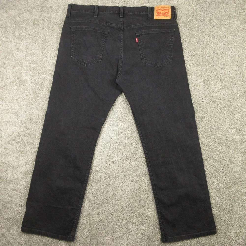 Levis Jeans Mens 38x32 Black 569 Loose Straight Baggy Zip Fly Flex Denim Pants